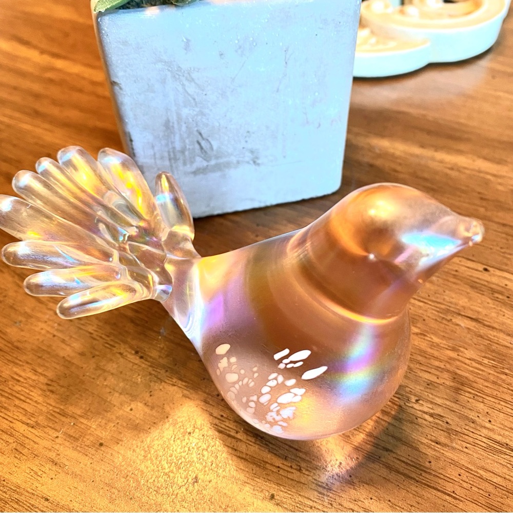 Vintage Silvestri Pink Iridescent Glass Bird Figurine with original stickers - Picture 5 of 11